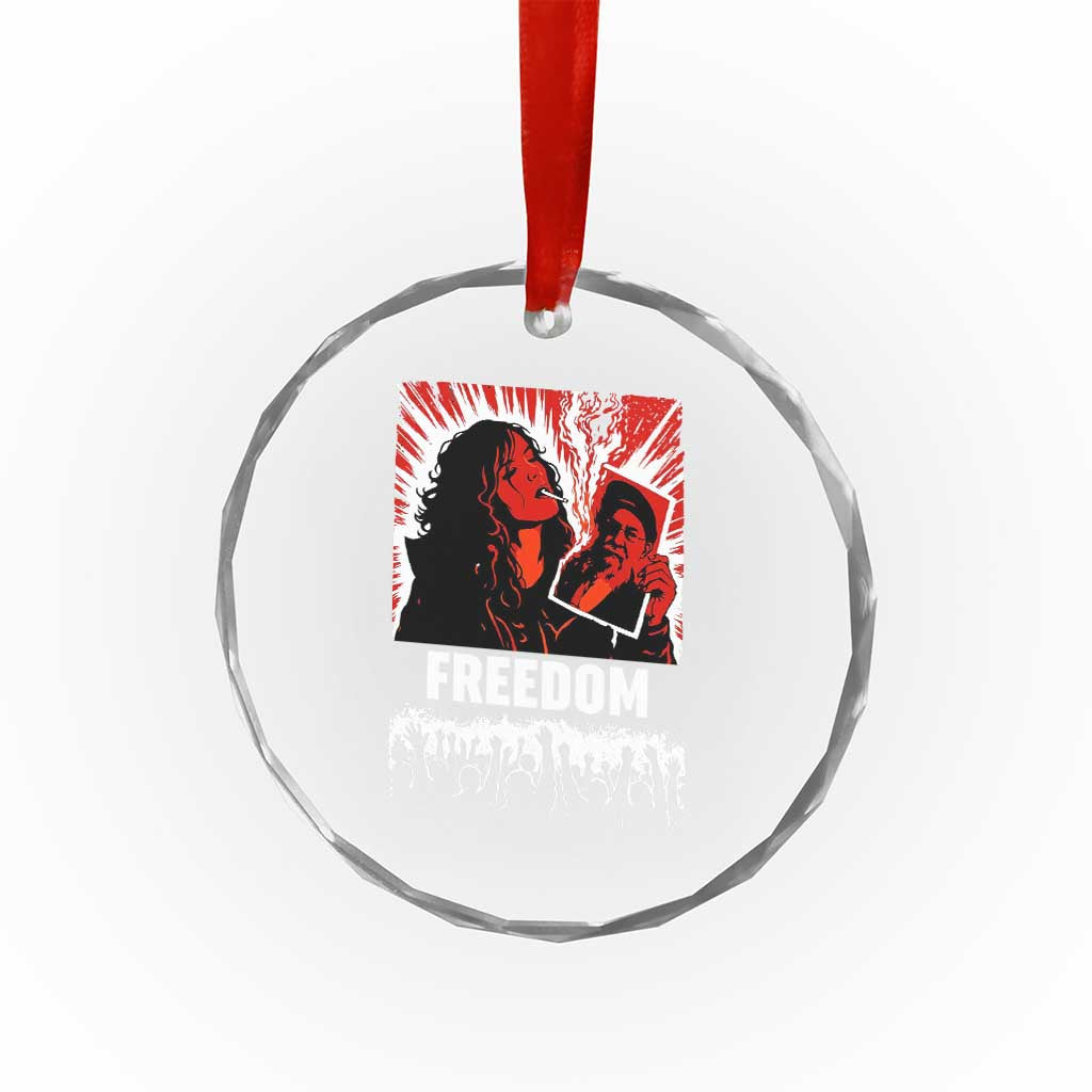 Freedom Iran Women Revolution 2026 Crystal Glass Ornament Lighting Cigarette with Burning Portrait Graphic TS02 Print Your Wear