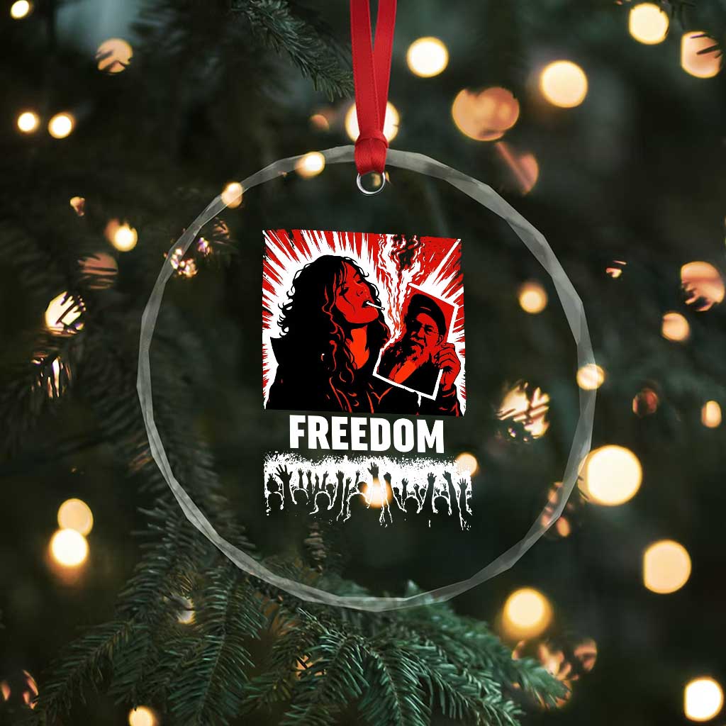 Freedom Iran Women Revolution 2026 Crystal Glass Ornament Lighting Cigarette with Burning Portrait Graphic TS02 Print Your Wear