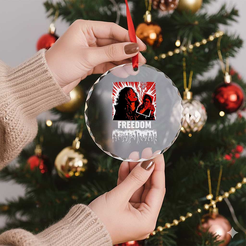Freedom Iran Women Revolution 2026 Crystal Glass Ornament Lighting Cigarette with Burning Portrait Graphic TS02 Print Your Wear
