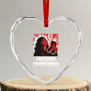 Freedom Iran Women Revolution 2026 Heart Crystal Glass Ornament Lighting Cigarette with Burning Portrait Graphic TS02 Transparent Glass 3'' Heart Print Your Wear