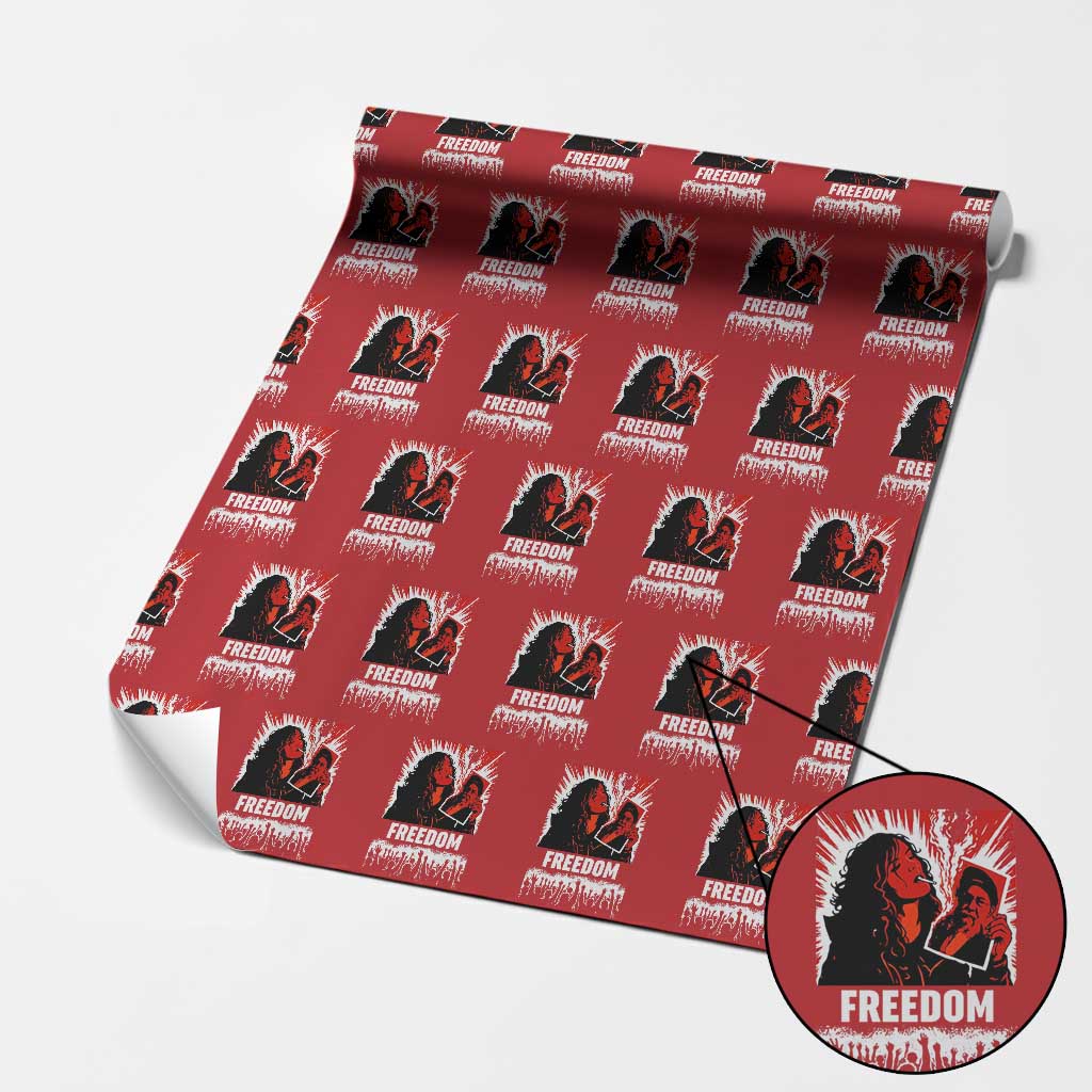 Freedom Iran Women Revolution 2026 Wrapping Paper Roll Lighting Cigarette with Burning Portrait Graphic TS02 Red Print Your Wear
