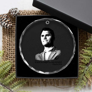 Freedom Is Not Free Crystal Glass Ornament Defender of Liberty Charlie Kirk Tribute TS02 Print Your Wear
