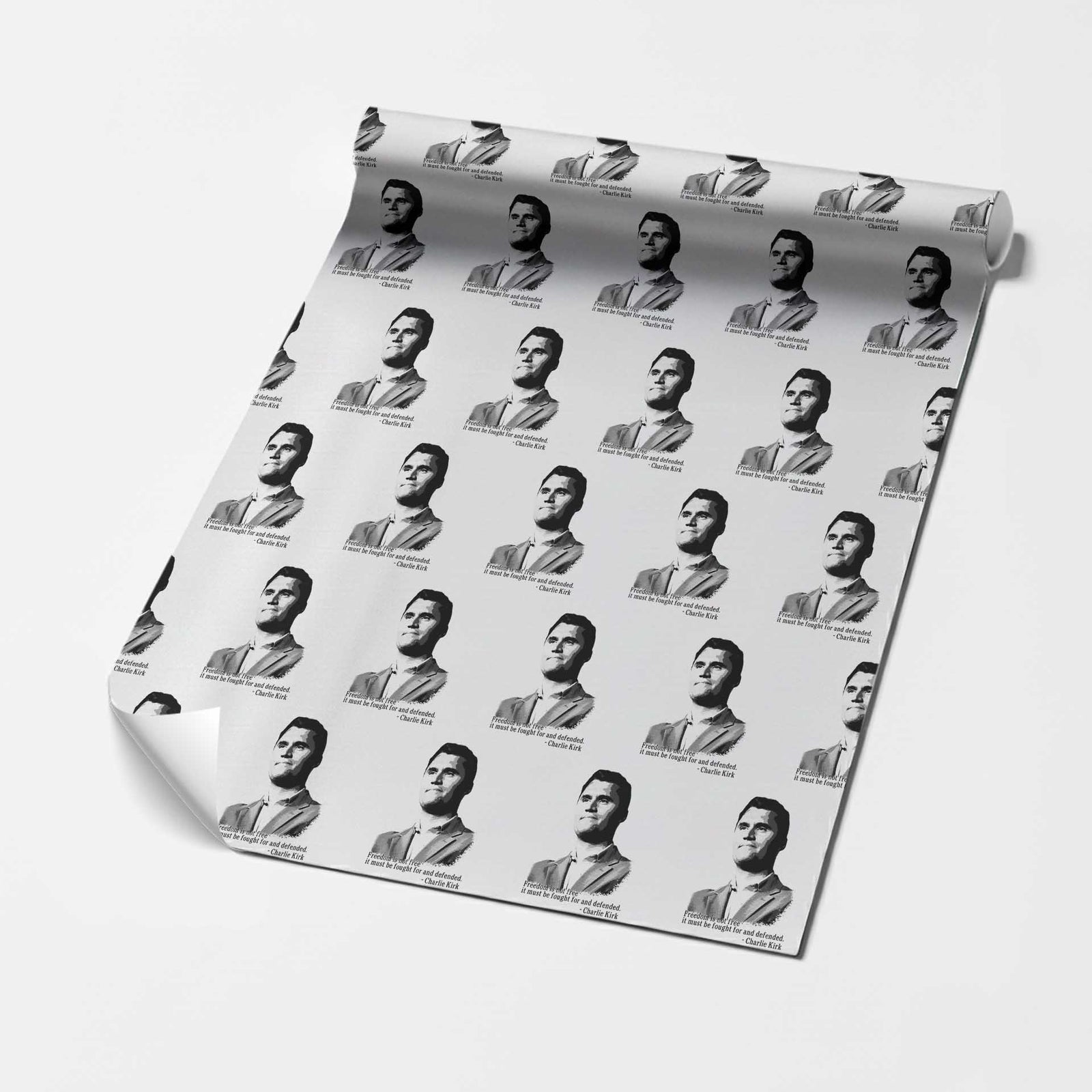 Freedom Is Not Free Wrapping Paper Roll Defender of Liberty Charlie Kirk Tribute TS02 White Print Your Wear