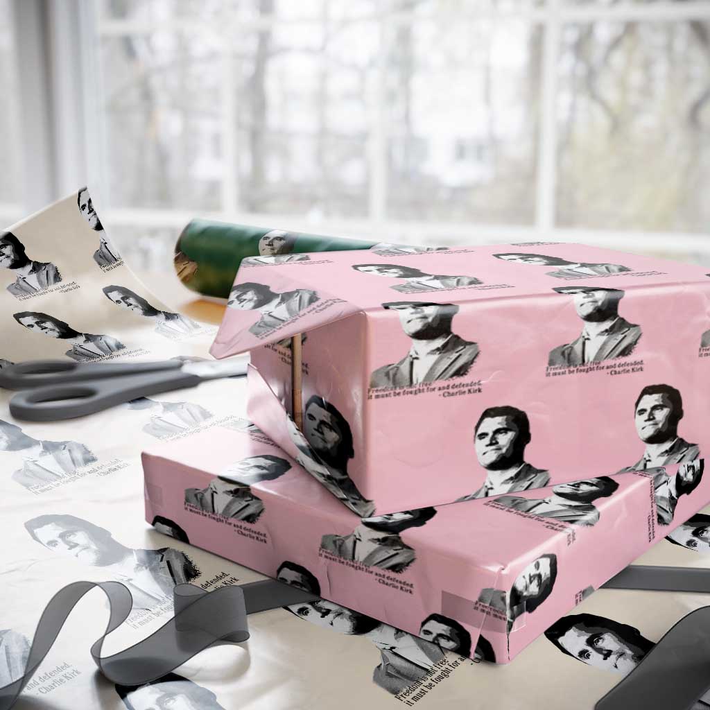 Freedom Is Not Free Wrapping Paper Roll Defender of Liberty Charlie Kirk Tribute TS02 Light Pink Print Your Wear