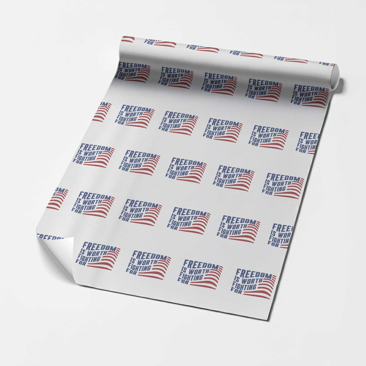 Freedom Is Worth Fighting For Wrapping Paper Roll USA Flag America True Patriot TS02 White Print Your Wear