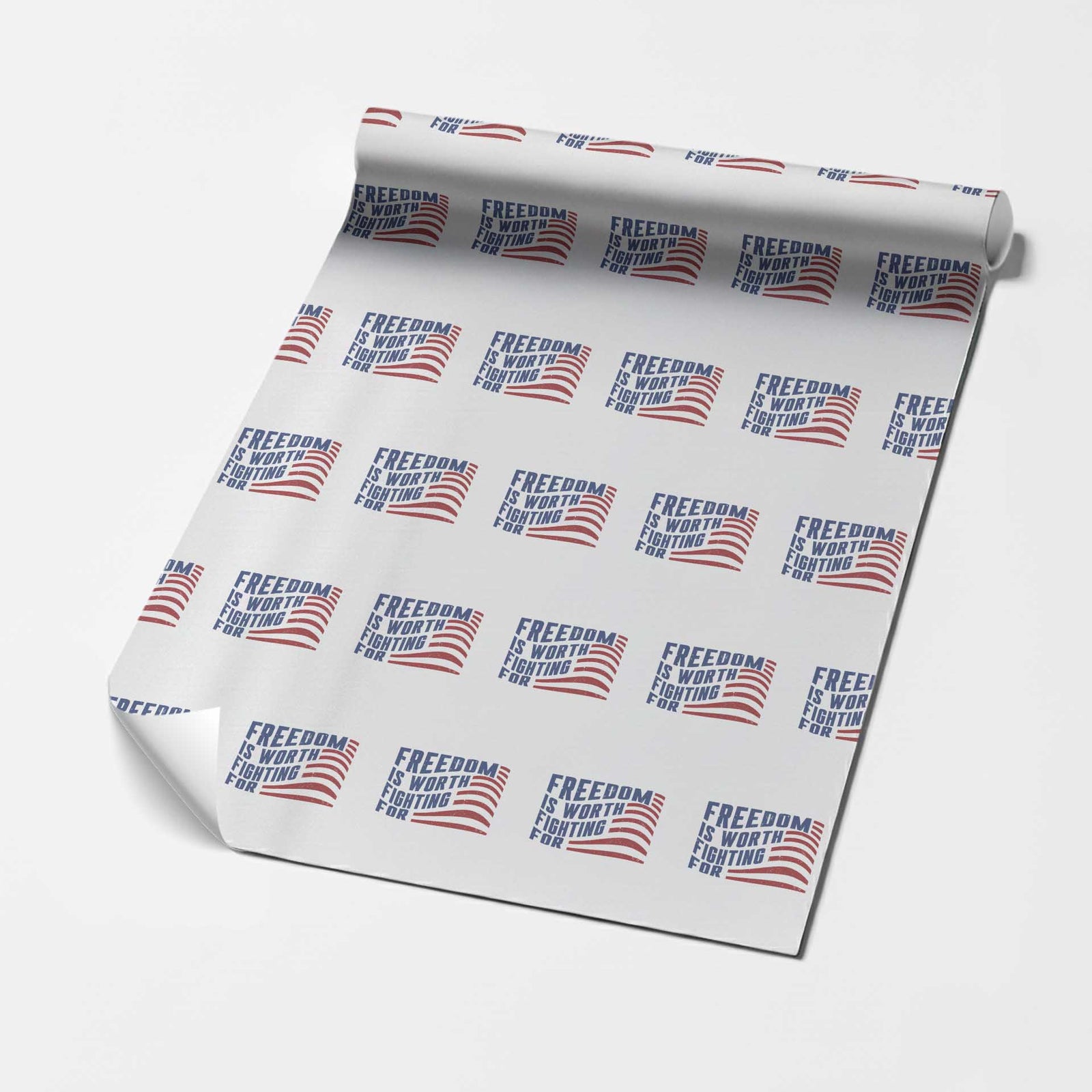 Freedom Is Worth Fighting For Wrapping Paper Roll USA Flag America True Patriot TS02 White Print Your Wear