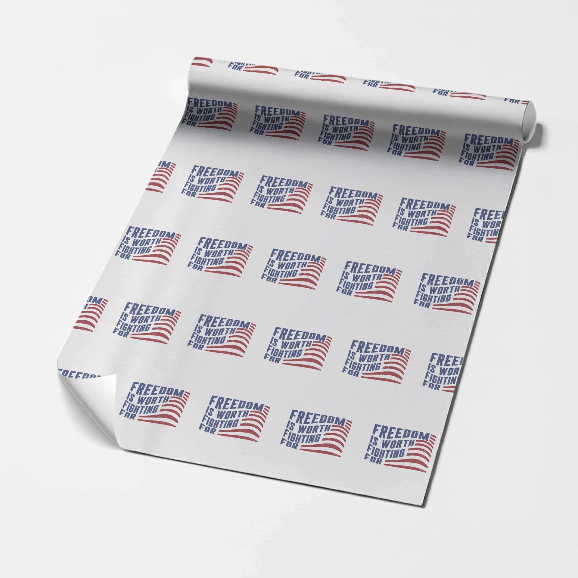 Freedom Is Worth Fighting For Wrapping Paper Roll USA Flag America True Patriot TS02 White Print Your Wear