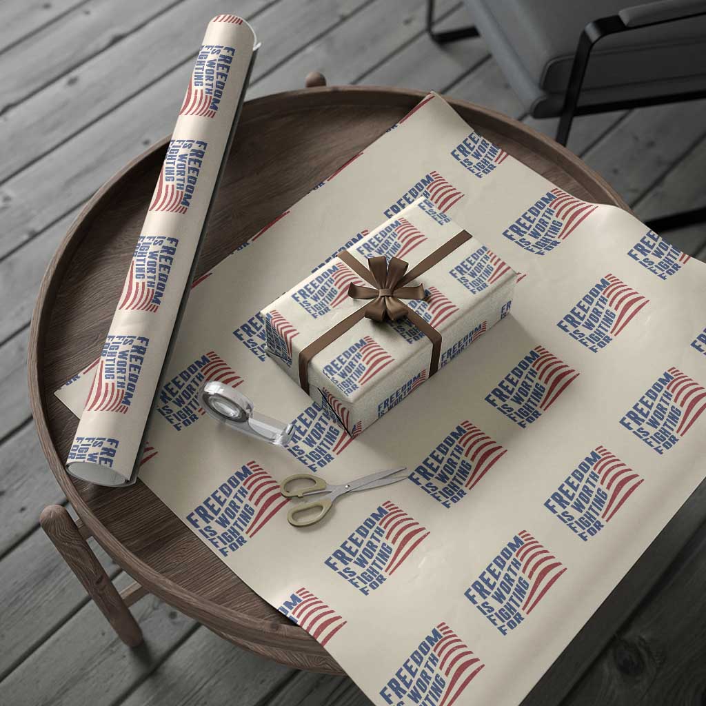 Freedom Is Worth Fighting For Wrapping Paper Roll USA Flag America True Patriot TS02 Beige Print Your Wear