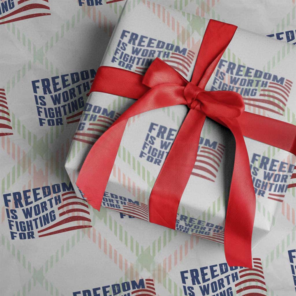 Freedom Is Worth Fighting For Wrapping Paper Roll USA Flag America True Patriot TS02 Christmas Plaid Print Your Wear
