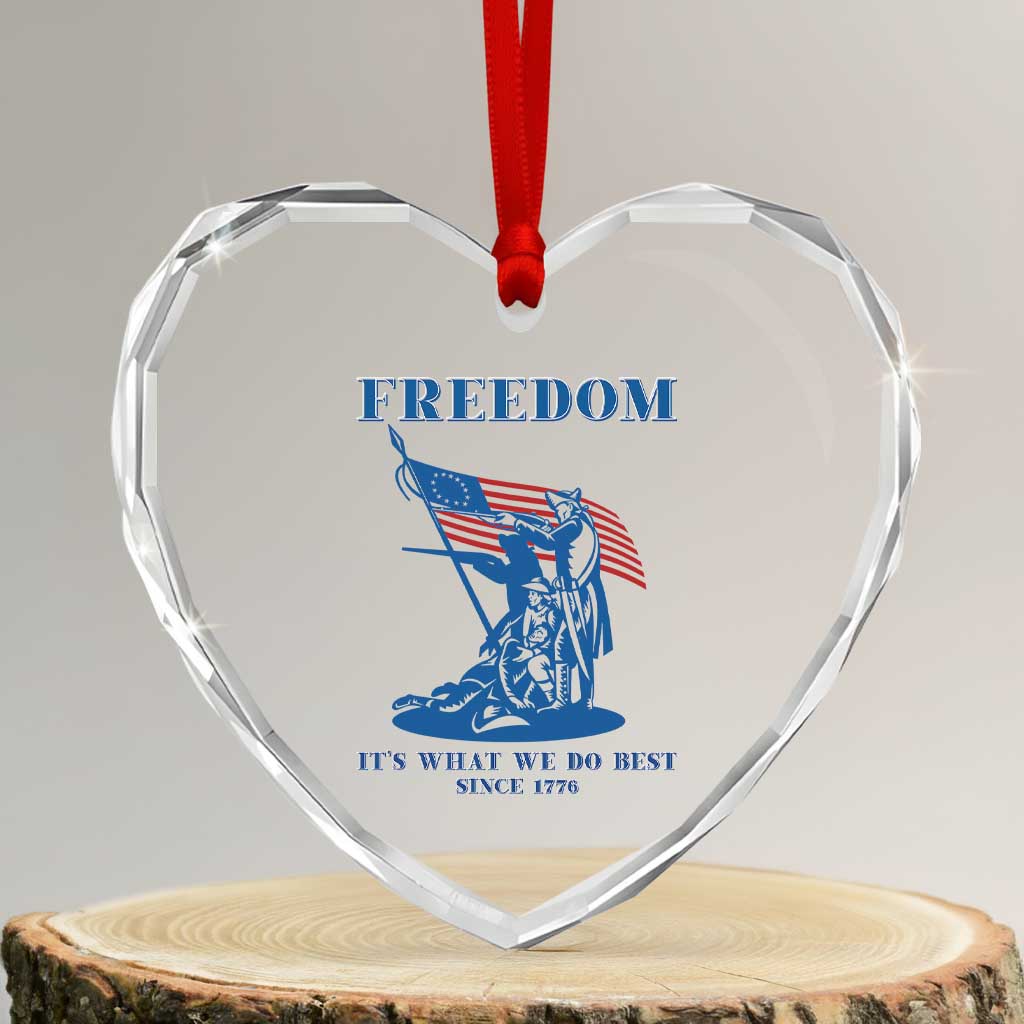 Freedom It’s What We Do Best Since 1776 Heart Crystal Glass Ornament Revolutionary War Patriot Battle Scene TS02 Transparent Glass 3'' Heart Print Your Wear
