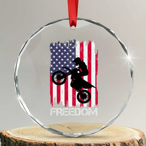 Freedom Motocross Dirt Bike Crystal Glass Ornament Patriotic American Flag TS14 Transparent Glass 3'' Circle Print Your Wear