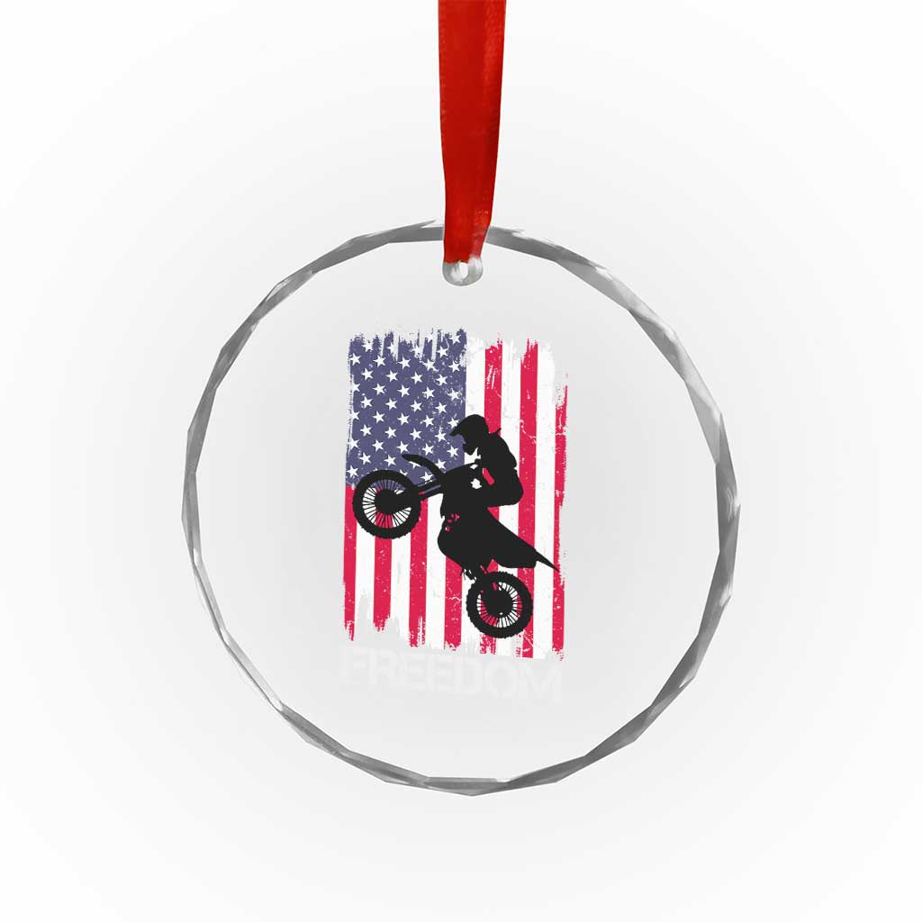 Freedom Motocross Dirt Bike Crystal Glass Ornament Patriotic American Flag TS14 Print Your Wear
