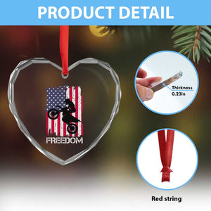Freedom Motocross Dirt Bike Heart Crystal Glass Ornament Patriotic American Flag TS14 Print Your Wear