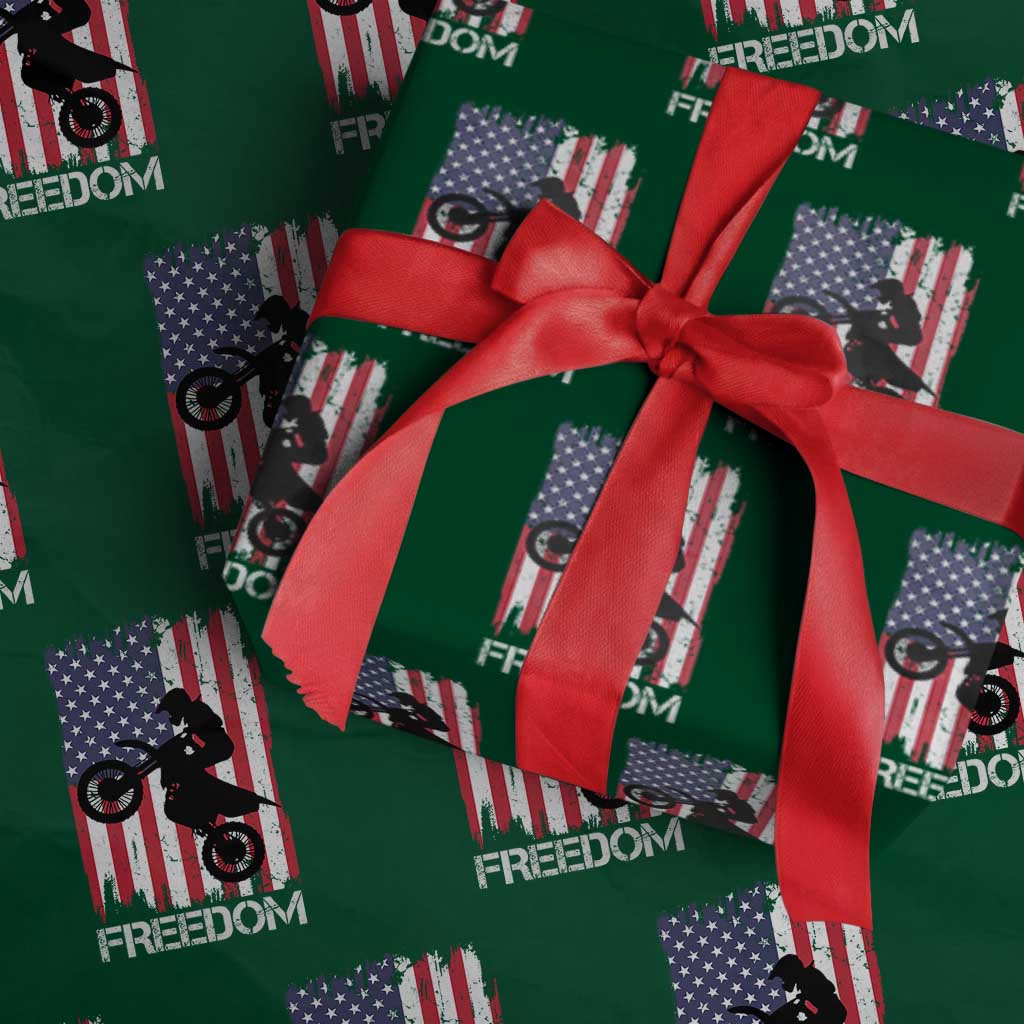 Freedom Motocross Dirt Bike Wrapping Paper Roll Patriotic American Flag TS14 Green Print Your Wear