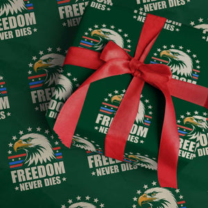 Freedom Never Dies Wrapping Paper Roll Bold Patriotic Eagle Graphic for True American Patriots TS02 Green Print Your Wear