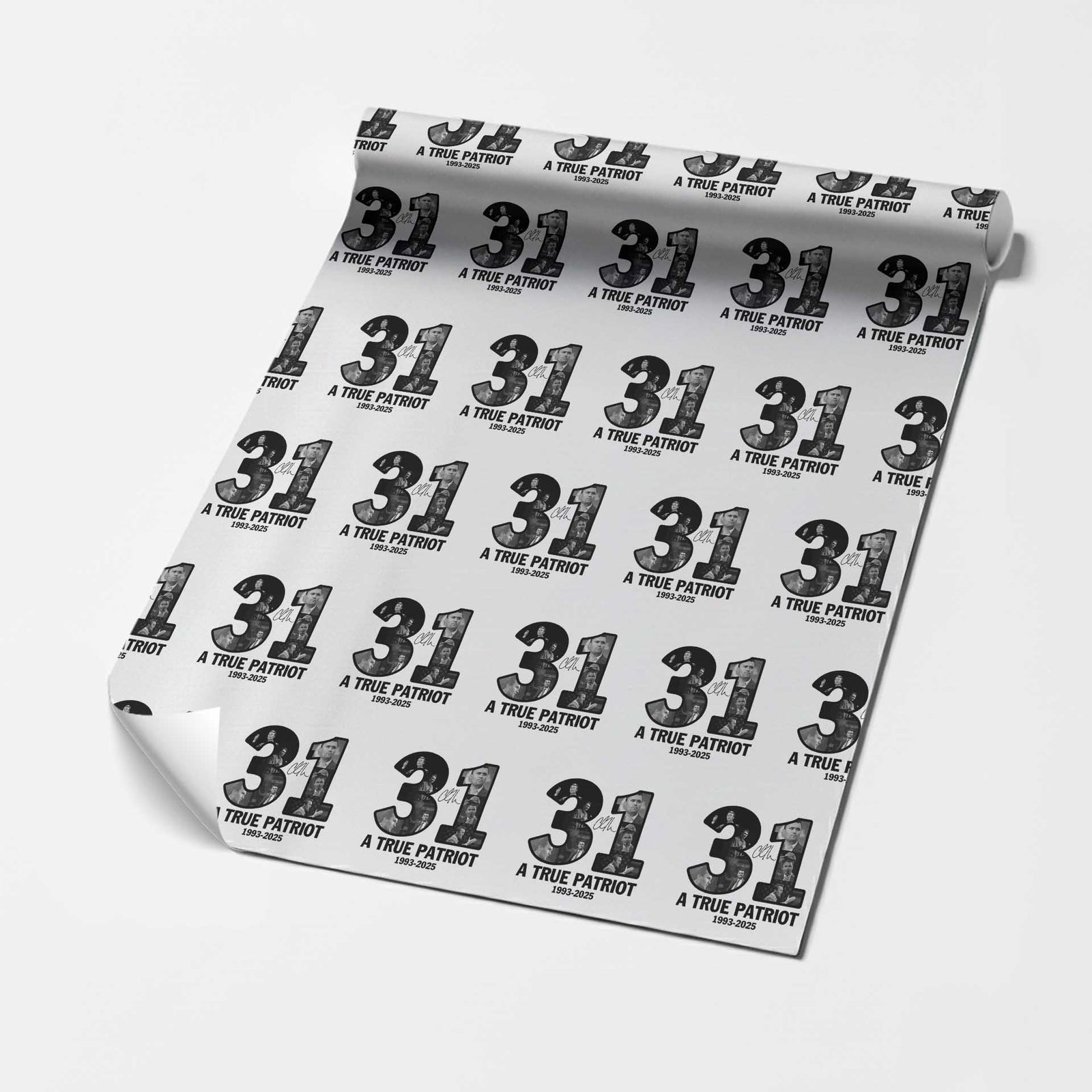 Freedom Number 31 Tribute Graphic Wrapping Paper Roll Thank You Charlie Kirk A True Patriot Memorial TS02 White Print Your Wear