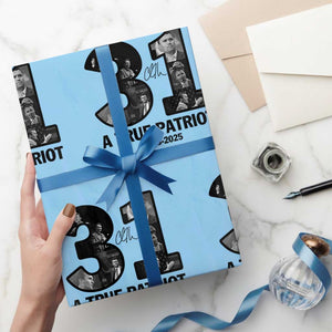 Freedom Number 31 Tribute Graphic Wrapping Paper Roll Thank You Charlie Kirk A True Patriot Memorial TS02 Light Blue Print Your Wear