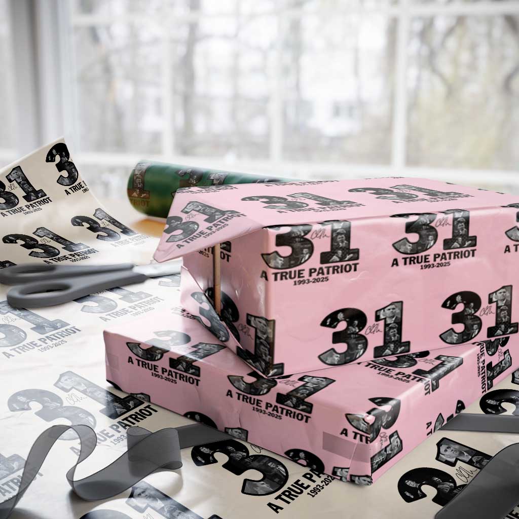 Freedom Number 31 Tribute Graphic Wrapping Paper Roll Thank You Charlie Kirk A True Patriot Memorial TS02 Light Pink Print Your Wear