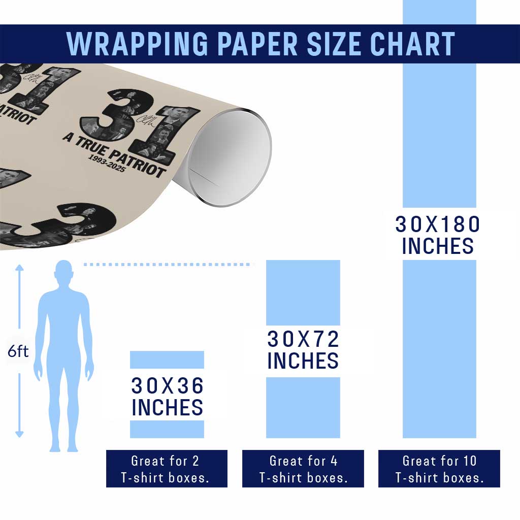 Freedom Number 31 Tribute Graphic Wrapping Paper Roll Thank You Charlie Kirk A True Patriot Memorial TS02 Print Your Wear