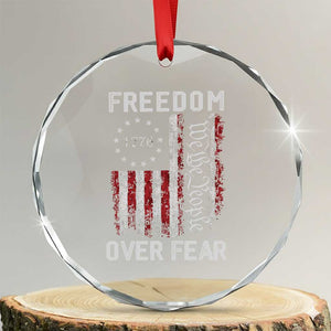 Freedom Over Fear Crystal Glass Ornament Vintage US American Flag TS10 Transparent Glass 3'' Circle Print Your Wear