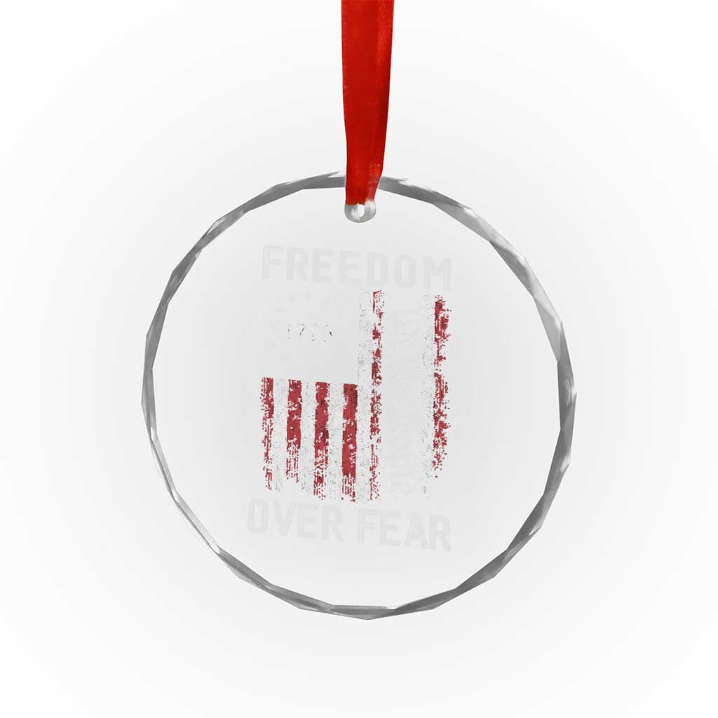 Freedom Over Fear Crystal Glass Ornament Vintage US American Flag TS10 Transparent Glass 3'' Circle Print Your Wear