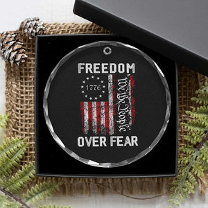 Freedom Over Fear Crystal Glass Ornament Vintage US American Flag TS10 Print Your Wear
