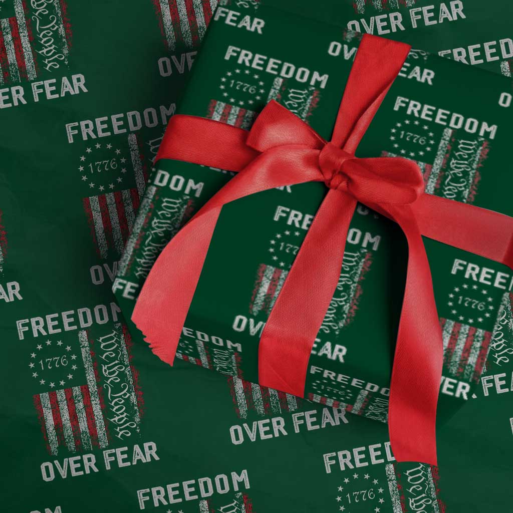 Freedom Over Fear Wrapping Paper Roll Vintage US American Flag TS10 Green Print Your Wear