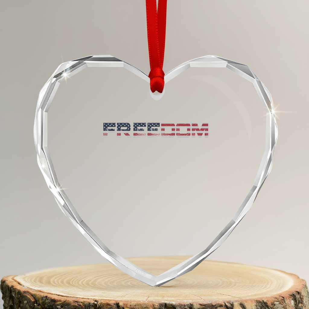 Freedom Patriotic Motivational Quote American Flag Heart Crystal Glass Ornament TS11 Transparent Glass 3'' Heart Print Your Wear