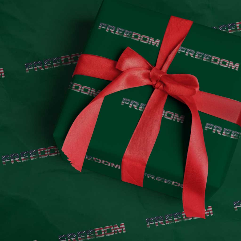 Freedom Patriotic Motivational Quote American Flag Wrapping Paper Roll - Print Your Wear