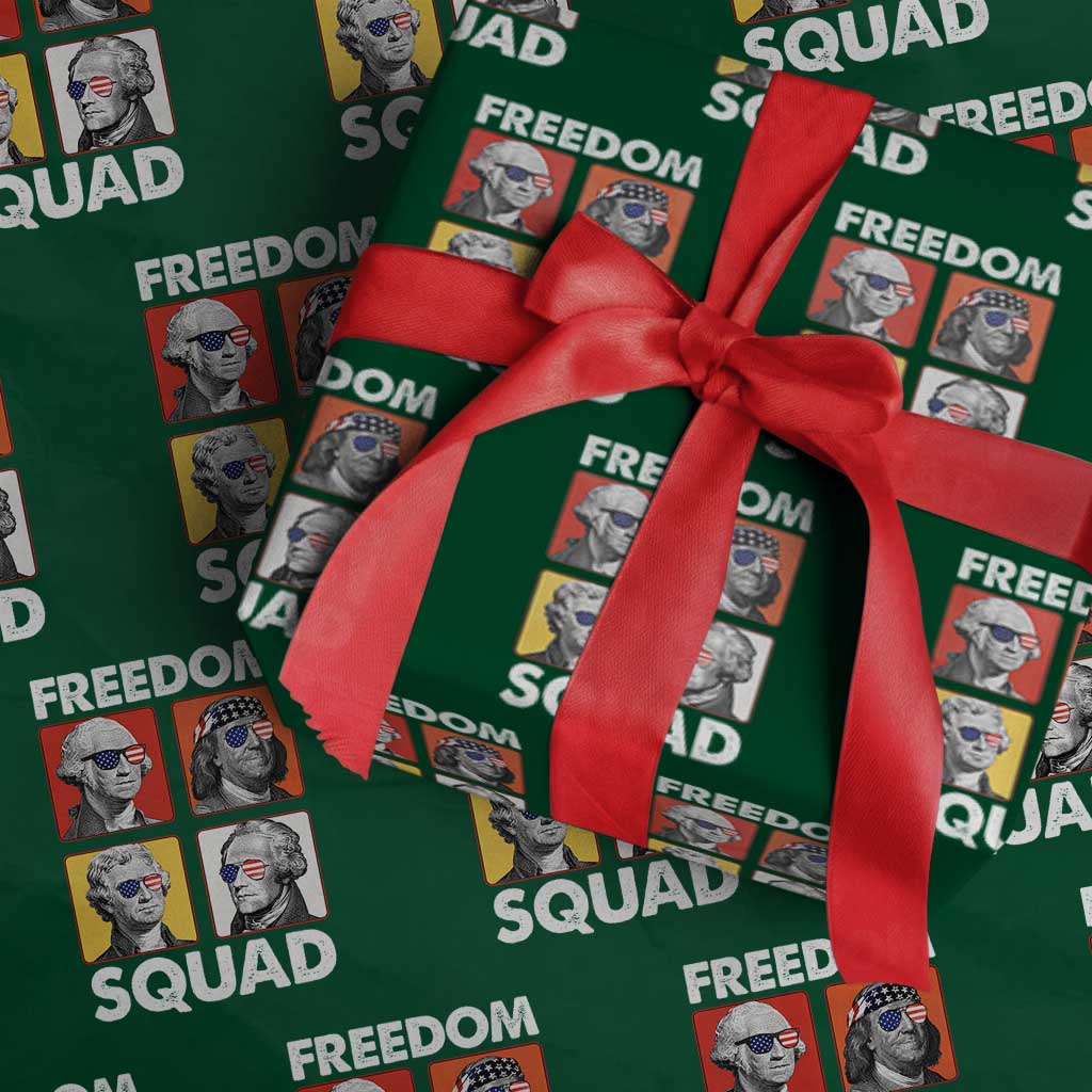 Freedom Squad Founding Fathers Wrapping Paper Roll American Revolution 4th of July TS11 Green Print Your Wear