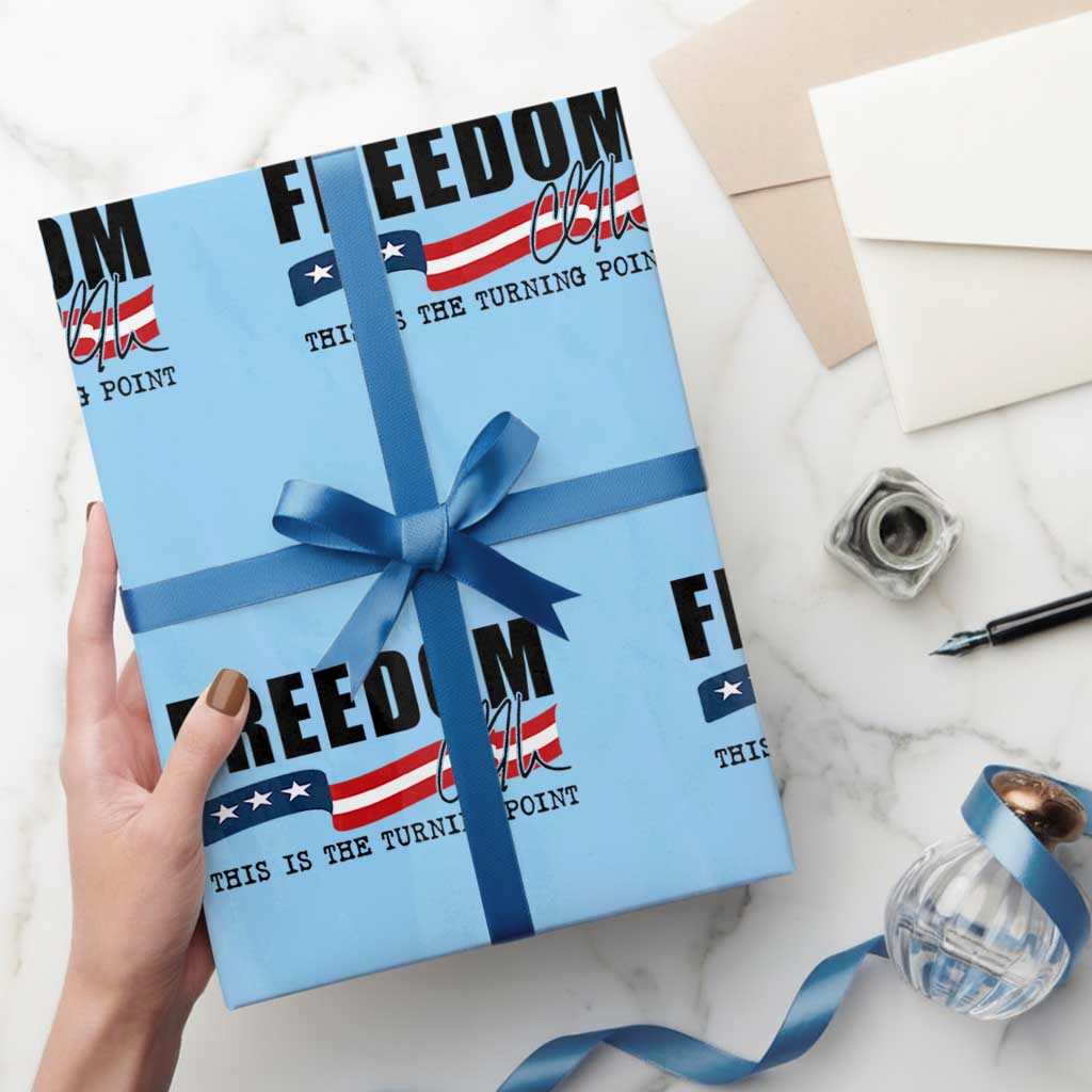 Freedom This Is The Turning Point Wrapping Paper Roll True Patriot Liberty Defender American Flag TS02 Light Blue Print Your Wear