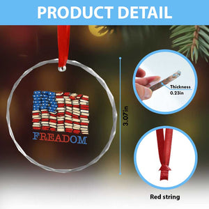 Freedom to Read Books Freadom Crystal Glass Ornament USA Flag Patriotic Library Book Lover
