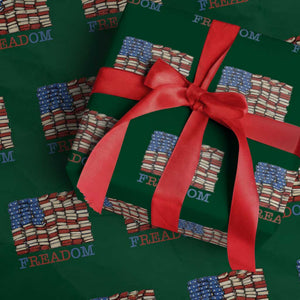 Freedom to Read Books Freadom Wrapping Paper Roll USA Flag Patriotic Library Book Lover
