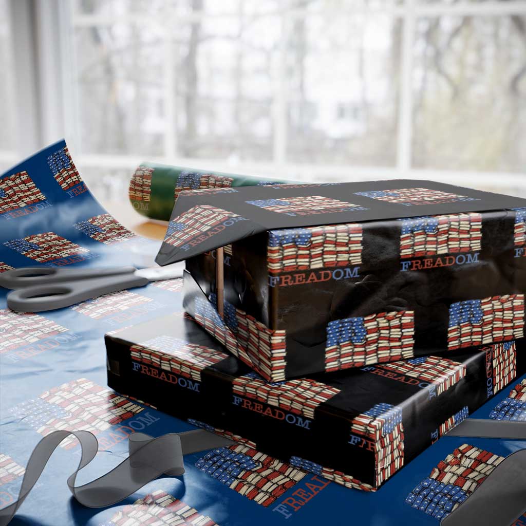 Freedom to Read Books Freadom Wrapping Paper Roll USA Flag Patriotic Library Book Lover