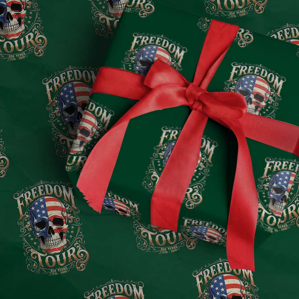 Freedom Tour 250 Years 1776-2026 American Flag Skull Wrapping Paper Roll Rock Aesthetic Patriotic Semiquincentennial 250th Anniversary TS02 Green Print Your Wear