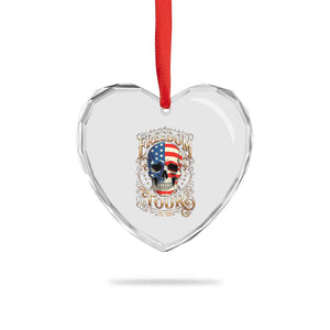 Freedom Tour 250 Years 1776-2026 American Flag Skull Heart Crystal Glass Ornament Rock Aesthetic Patriotic Semiquincentennial 250th Anniversary TS02 Print Your Wear