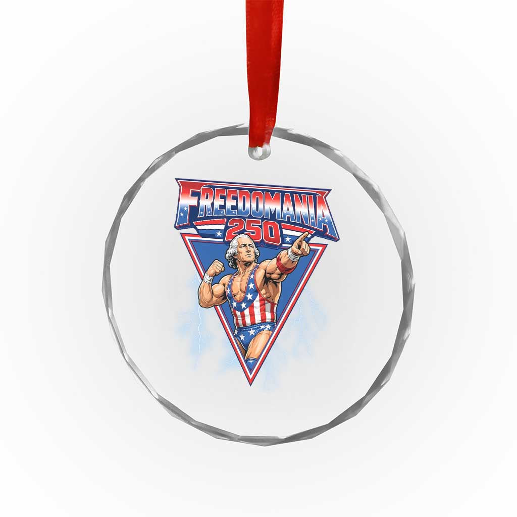 Freedomania 250 George Washington Wrestler Graphic Crystal Glass Ornament Funny Muscular President Lightning 1776 to 2026 Semiquincentennial