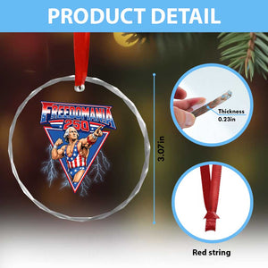 Freedomania 250 George Washington Wrestler Graphic Crystal Glass Ornament Funny Muscular President Lightning 1776 to 2026 Semiquincentennial