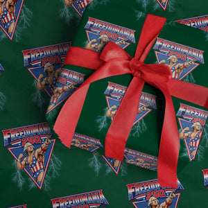 Freedomania 250 George Washington Wrestler Graphic Wrapping Paper Roll Funny Muscular President Lightning 1776 to 2026 Semiquincentennial