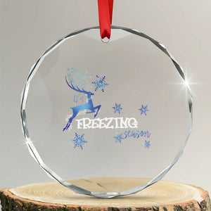 Freezing Season Xmas Reindeer Snowflake Crystal Glass Ornament TS09 Transparent Glass 3'' Circle Print Your Wear