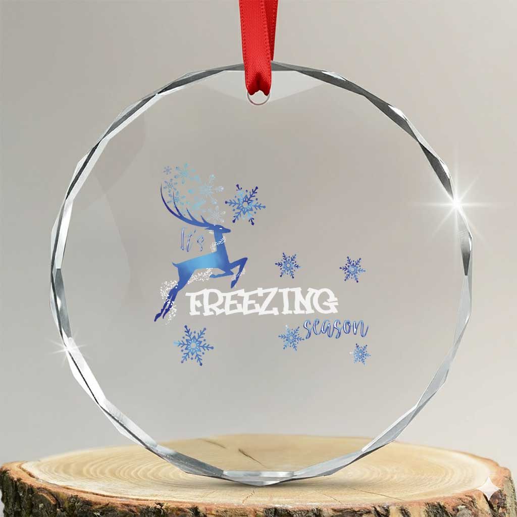 Freezing Season Xmas Reindeer Snowflake Crystal Glass Ornament TS09 Transparent Glass 3'' Circle Print Your Wear