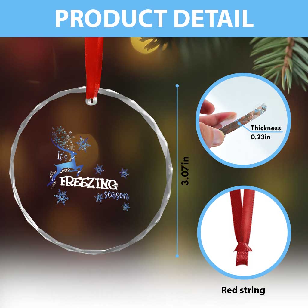 Freezing Season Xmas Reindeer Snowflake Crystal Glass Ornament TS09 Print Your Wear