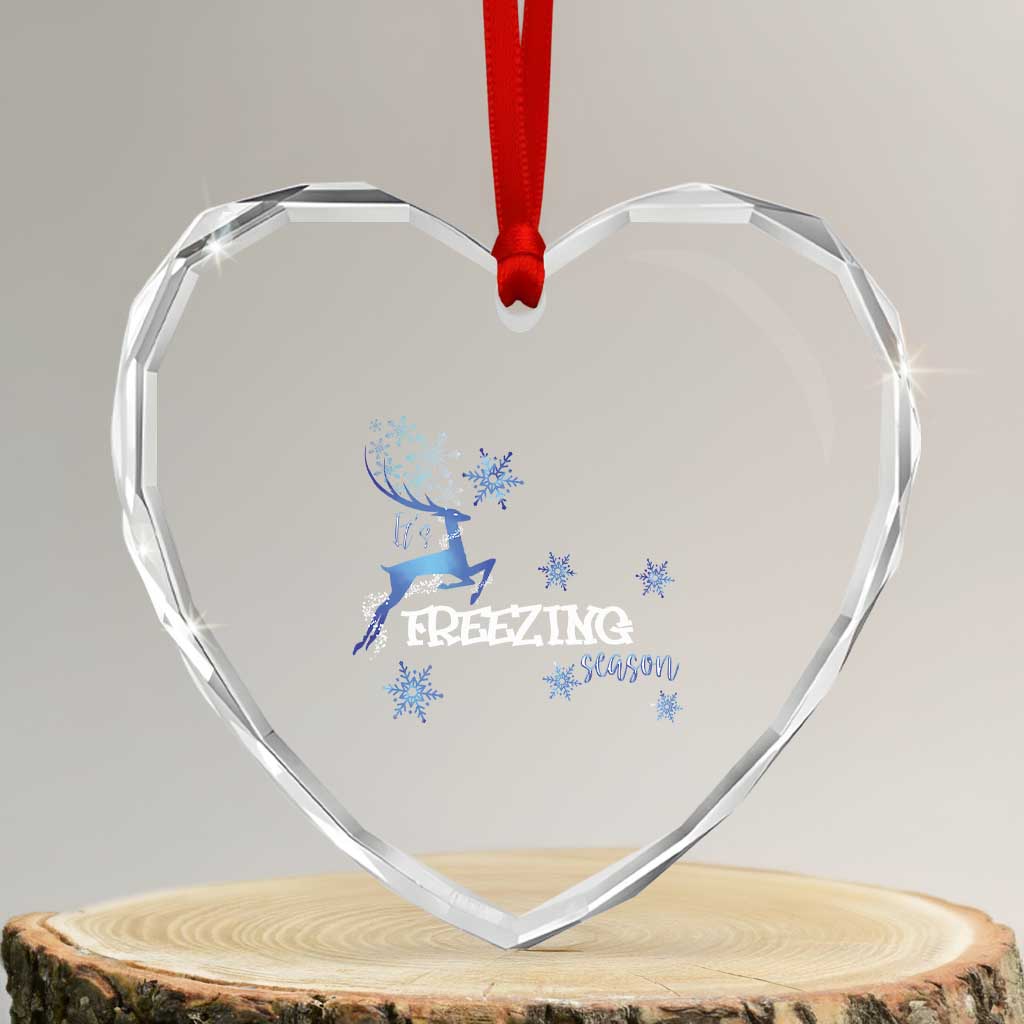 Freezing Season Xmas Reindeer Snowflake Heart Crystal Glass Ornament TS09 Transparent Glass 3'' Heart Print Your Wear