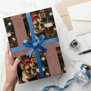 French Bulldog Drinking Beer Wrapping Paper Roll Silly Dog Meme Graphic Sarcastic Gift