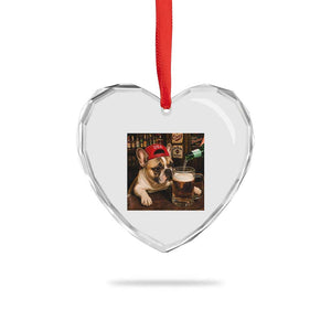 French Bulldog Drinking Beer Heart Crystal Glass Ornament Silly Dog Meme Graphic Sarcastic Gift