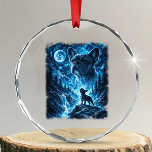 French Bulldog Howling To The Moon Crystal Glass Ornament Vintage Graphic Dog Lovers Silly Frenchy Bulldog Mom TS10 Transparent Glass 3'' Circle Print Your Wear
