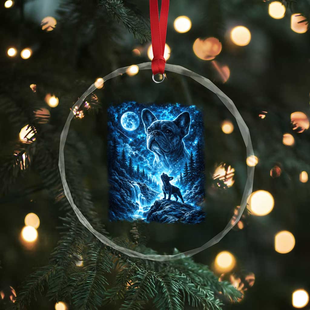 French Bulldog Howling To The Moon Crystal Glass Ornament Vintage Graphic Dog Lovers Silly Frenchy Bulldog Mom TS10 Print Your Wear