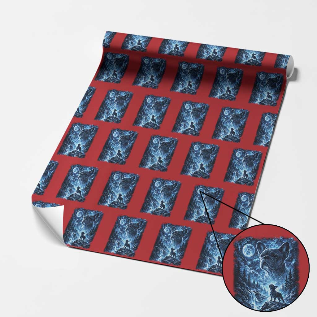 French Bulldog Howling To The Moon Wrapping Paper Roll Vintage Graphic Dog Lovers Silly Frenchy Bulldog Mom TS10 Red Print Your Wear