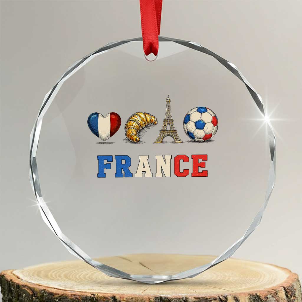 French Football Fan Crystal Glass Ornament France Soccer Game Day Gift TS12 Transparent Glass 3'' Circle Print Your Wear