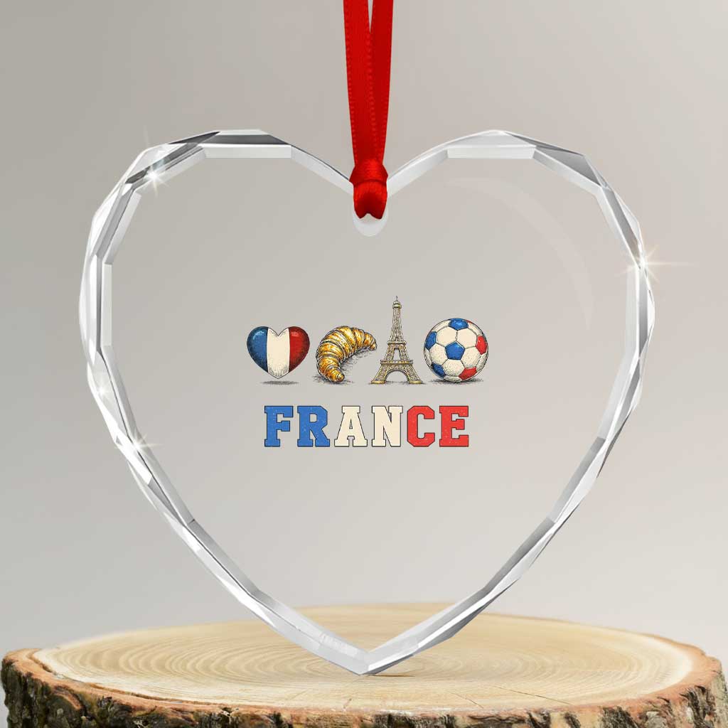 French Football Fan Heart Crystal Glass Ornament France Soccer Game Day Gift TS12 Transparent Glass 3'' Heart Print Your Wear